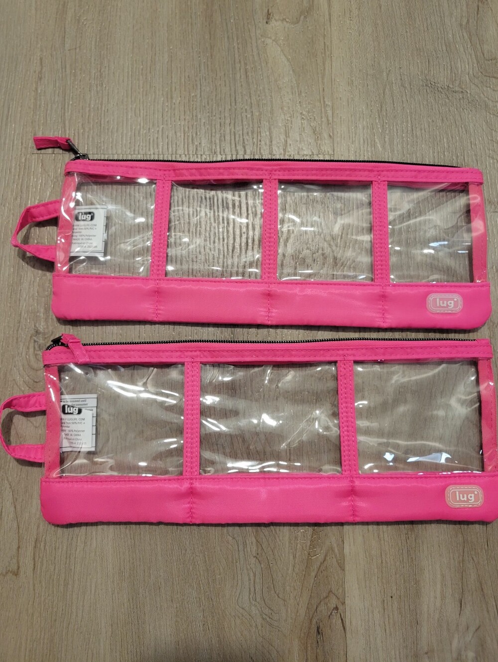 Lug Pink Envelope Clearview Zip Packing Organizers Set of 2 Travel Storage Case